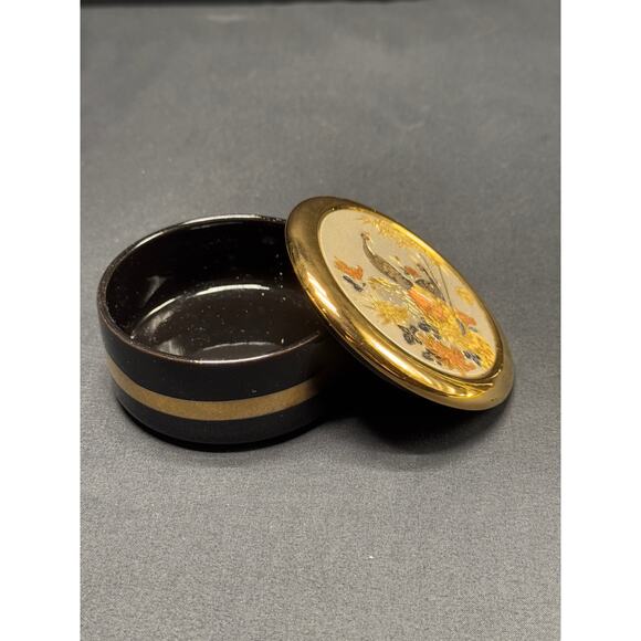 Japanese Art of Chokin Trinket Box, 24K Gold Embellished, 3 1/4" W x 2 1/4" H - Picture 7 of 11